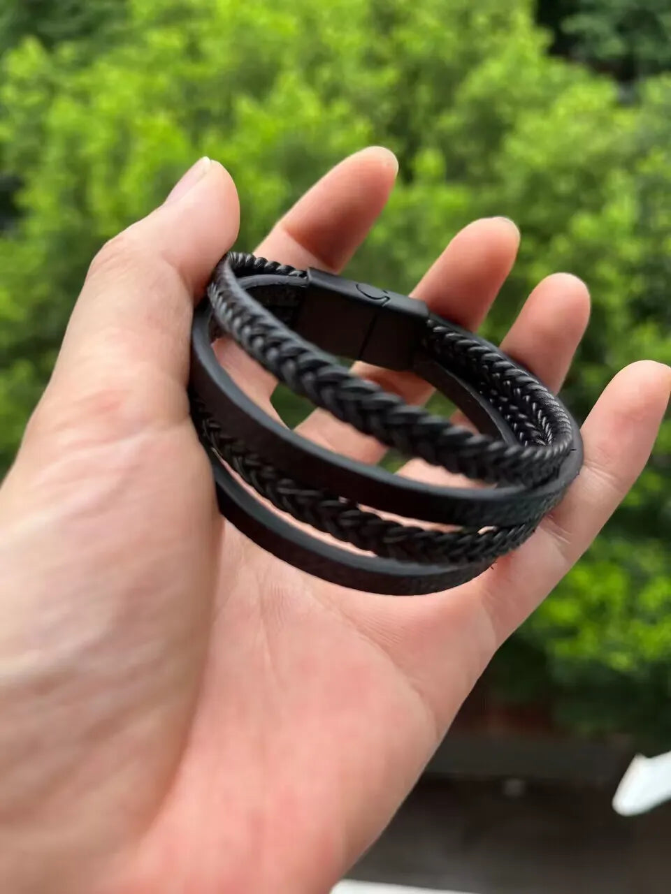 Trendy Leather Bracelets Men Stainless Steel Multilayer Braided Rope Bracelets For Male Bracelets Jewelry RELUX.STORE