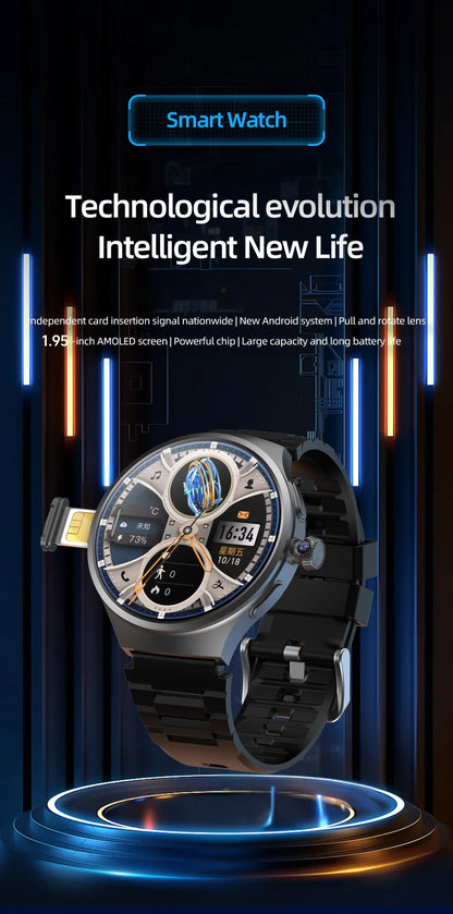 GoldenSpike 4GB+128GB Smart Watch 1.75inch Amoled Smartwatch With 180° Rotary Camera GPS Position WIFI Sim Card Slot Video Call