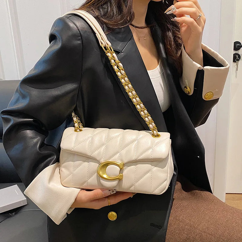 Luxury Fashion Women's Chain Handbag PU Leather Girls Shoulder Messenger Bag Brand lightweight Commuting Bag Tassel Square Bag RELUX.STORE
