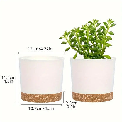 2pcs, 4.7nch Flower Pot Set, Indoor Plant Pots With Drainage Holes And Removable Base, Outdoor Garden Flower Pots Saucer Style M