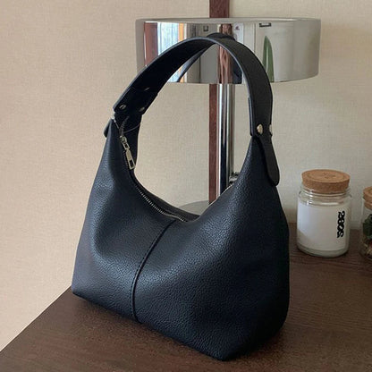 Women Simple Shoulder Purse PU Leather Soft Hobo Bags Solid Color Casual Armpit Handbag Girls Outdoor Daily Bag RELUX.STORE