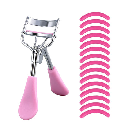 Portable Eyelash Curler with 15 Silicone Pads and Stainless Steel Eyelash Curler, Used for Eyelash Extension and Curling Tools RELUX.STORE