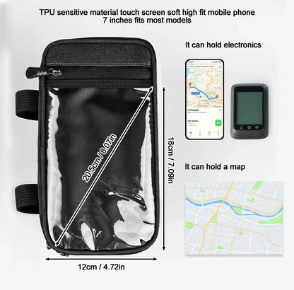 PHMAX Bike Front Bag Portable Bike Mountain Bike Handlebar Bag Multi-Pocket MTB Storage Bag Large Capacity Waterproof Bike Bag