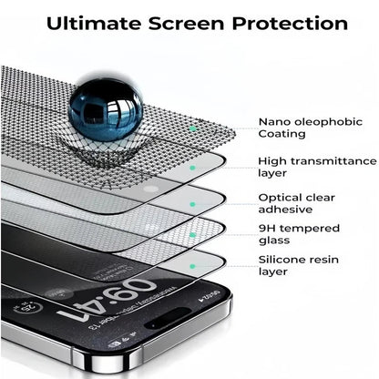 1/2/3 Pack Dust Free Screen Protector For iPhone 17 16 Pro Max 17 Air 16 Plus Oleophobic HD Clear Tempered Glass Easy to install RELUX.STORE