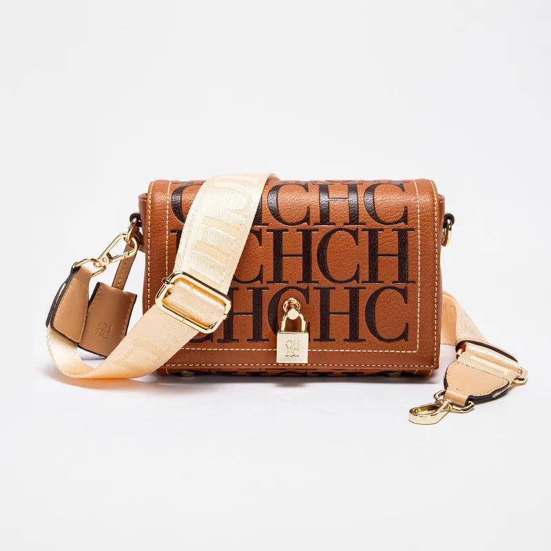 Fashion Design Model Metal Accessories Buckle Women's Shoulder Bag Luxury Brand 2025 Fashion Solid Colour Printed Head Bag RELUX.STORE