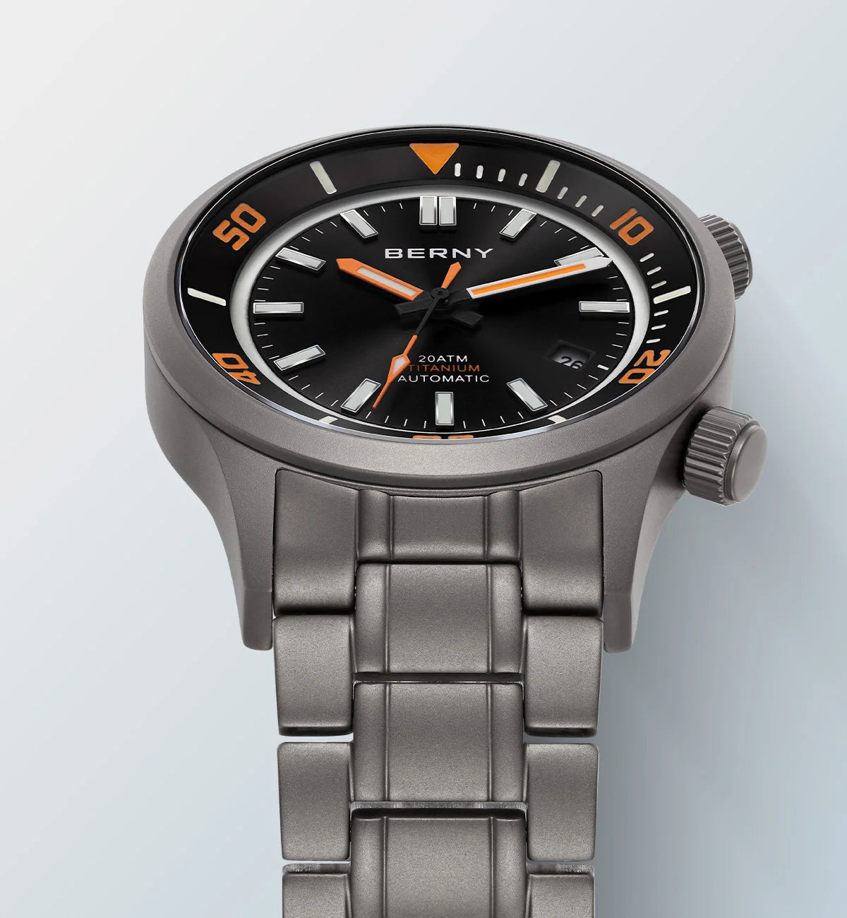 BERNY Automatic Titanium Diver Watch for Men Supper Luminous Sappire AR coated Miyota 8215 20ATM Mechanical Diving Men's Watches