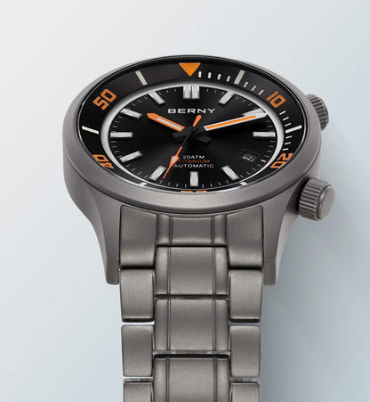 BERNY Automatic Titanium Diver Watch for Men Supper Luminous Sappire AR coated Miyota 8215 20ATM Mechanical Diving Men's Watches