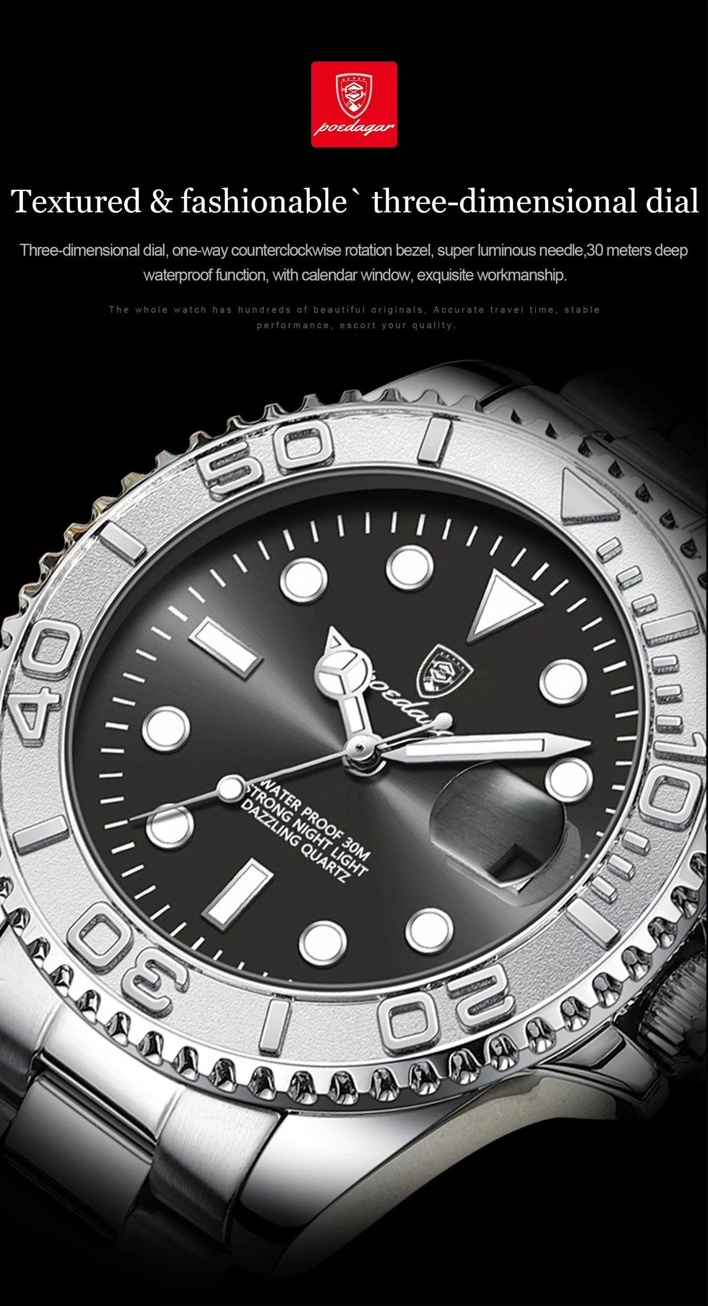 POEDAGAR Luxury Men Watch Business Quartz Man Clock Sports Waterproof Luminous Date Stainless Steel Men's Watches Male Reloj+box RELUX.STORE