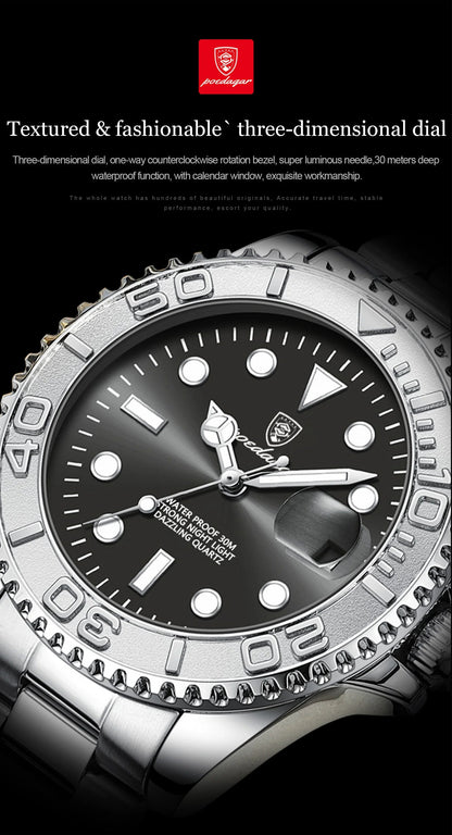 POEDAGAR Luxury Men Watch Business Quartz Man Clock Sports Waterproof Luminous Date Stainless Steel Men's Watches Male Reloj+box RELUX.STORE