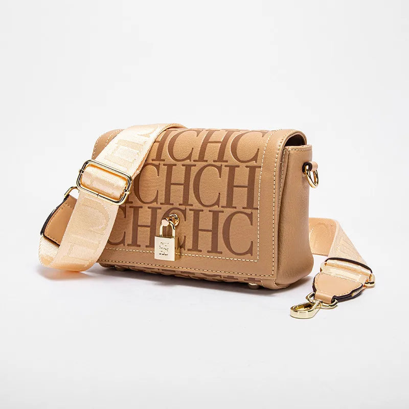 Fashion Design Model Metal Accessories Buckle Women's Shoulder Bag Luxury Brand 2025 Fashion Solid Colour Printed Head Bag RELUX.STORE