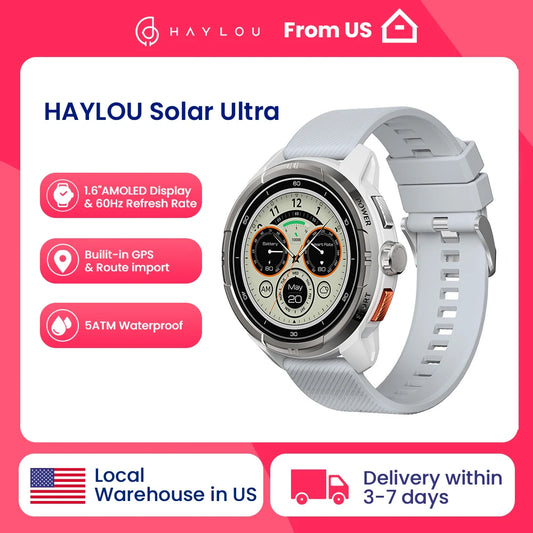 HAYLOU Solar Ultra GPS Smart Watch 1.6” AMOLED Display GPS Positioning 5ATM Waterproof Bluetooth Calling Sports Smartwatchs