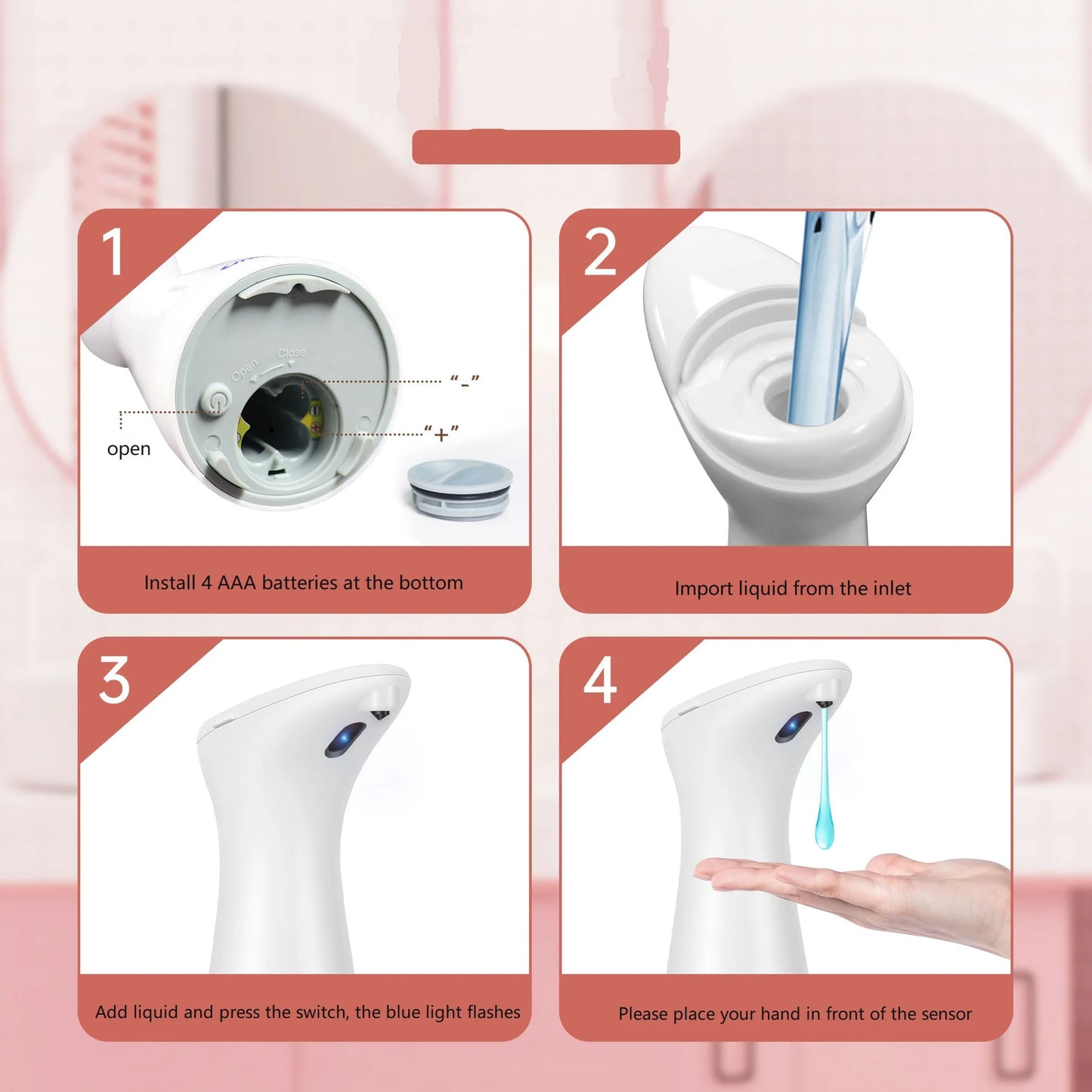 Automatic Sensor Soap Dispenser White High Quality Abs Waterproof Hand Soap Sensor Bathroom Smart Wash Handpiece