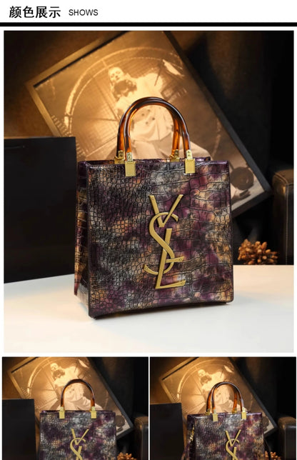 2025 New Arrival All-match Crocodile Pattern Atmospheric Middle-aged Women's Bag Large Capacity Portable Tote Bag Handbags RELUX.STORE