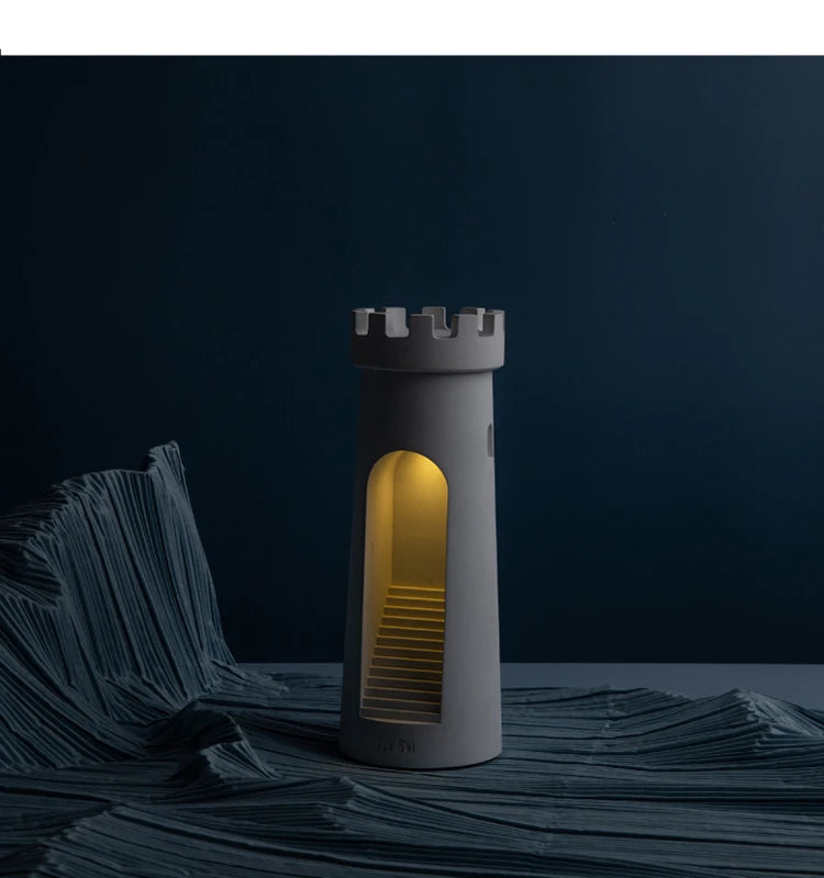Lighthouse Eye Protection Sleep Atmosphere Simple Table Lamp Creative Gift Bedroom Touch Nightlight USB Bedside Lamp Cement Lamp