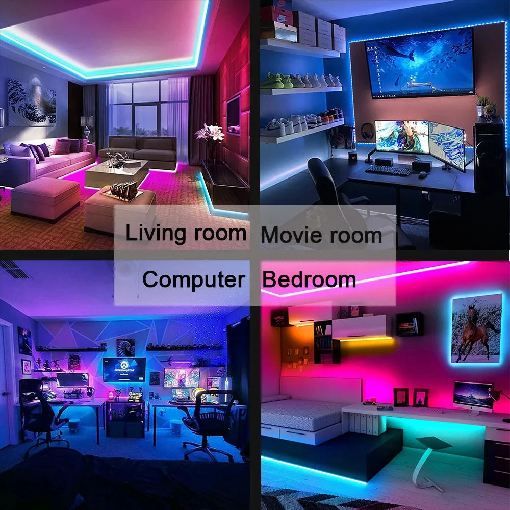 Bluetooth LED Strip Lights Smart SMD 5050 APP Remote Control Flexible Ribbon Diode Lamp Tape TV Backlights Game Room Home Decor RELUX.STORE
