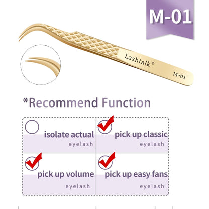 Lashtalk Precision Fiber Tip Tweezer Eyelash Extensions Diamond Grip Anti-Slip Premium Gold Stainless Steel Makeup From Nagaraku RELUX.STORE
