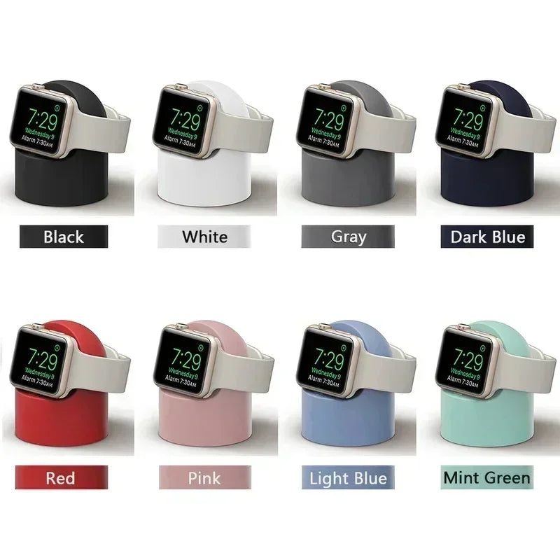 “Apple Watch Charger Stand – Durable Silicone Dock for iWatch Ultra/8/SE2/7/6/SE/4/3 (38–49mm) | Nightstand Mode Compatible | Stable Fast Charging Dock for All Apple Watch Models”