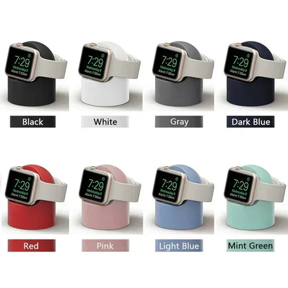“Apple Watch Charger Stand – Durable Silicone Dock for iWatch Ultra/8/SE2/7/6/SE/4/3 (38–49mm) | Nightstand Mode Compatible | Stable Fast Charging Dock for All Apple Watch Models”