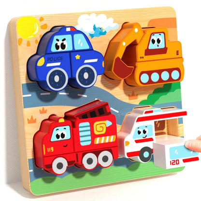 4-in-1 Wooden Toys 3D Wood Puzzle Cartoon Animals Cognitive Jigsaw Puzzle Early Learning Educational Toys For Children Gift RELUX.STORE