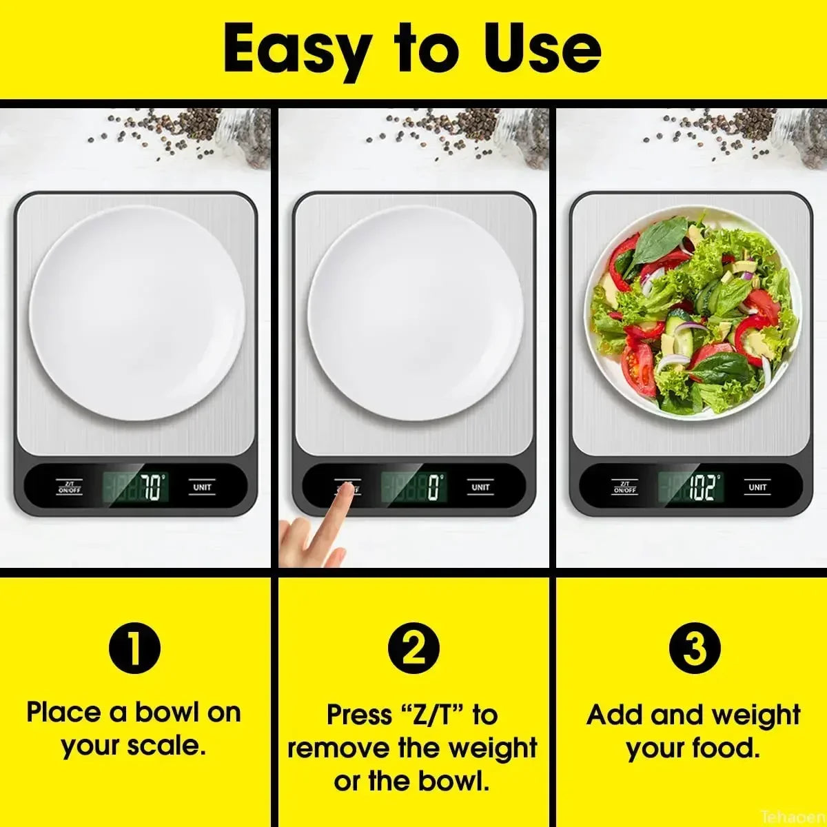 Digital Kitchen Scale – 10Kg/1g Precision USB Food & Coffee Scale | Smart Waterproof Electronic Scale for Baking, Cooking & Meal Prep