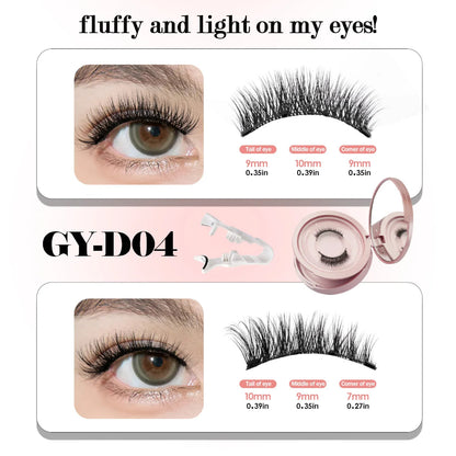 2 Pairs Magnetic Eyelash Natural Look Fluffy False Eyelashes Reusable Magnetic Eyelash Set with Applicator No Glue Need Makeup RELUX.STORE