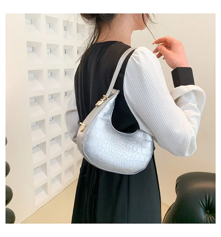 Fashion Luxury Design PU Leather Shoulder Bag Women Small Clutch Handbag Purse Female Underarm Bag Travel Totes shoulder bag RELUX.STORE