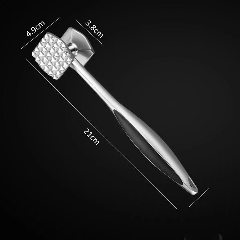 LMETJMA Meat Tenderizer Hammer with Comfortable-Grip Handle Zinc Alloy Meat Hammer Tenderizer Kitchen Meat Mallet Pounder JT329
