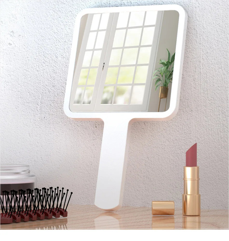 1Pcs Plastic Handle Handheld Makeup Vanity Mirror Portable Square Eyelash Extension Mirror Women Cosmetic Beauty Salon Supplies RELUX.STORE