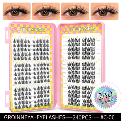 GROINNEYA Eyelashes Clusters 320 pcs Natural Eyelash extension Cluster Lashes Volume Mixed Tray Lashes Cluster Natural Lashes RELUX.STORE