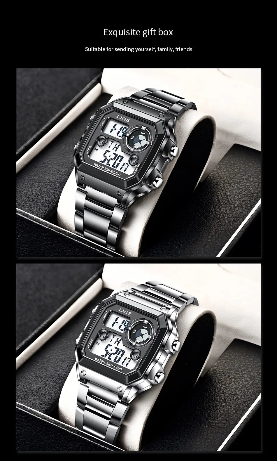 LIGE 2023 NEW Luxury Brand Men Watch Military Digital Watches Sport Wristwatch Mens Waterproof Clock Male Relogio Masculino