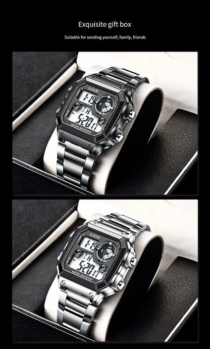 LIGE 2023 NEW Luxury Brand Men Watch Military Digital Watches Sport Wristwatch Mens Waterproof Clock Male Relogio Masculino