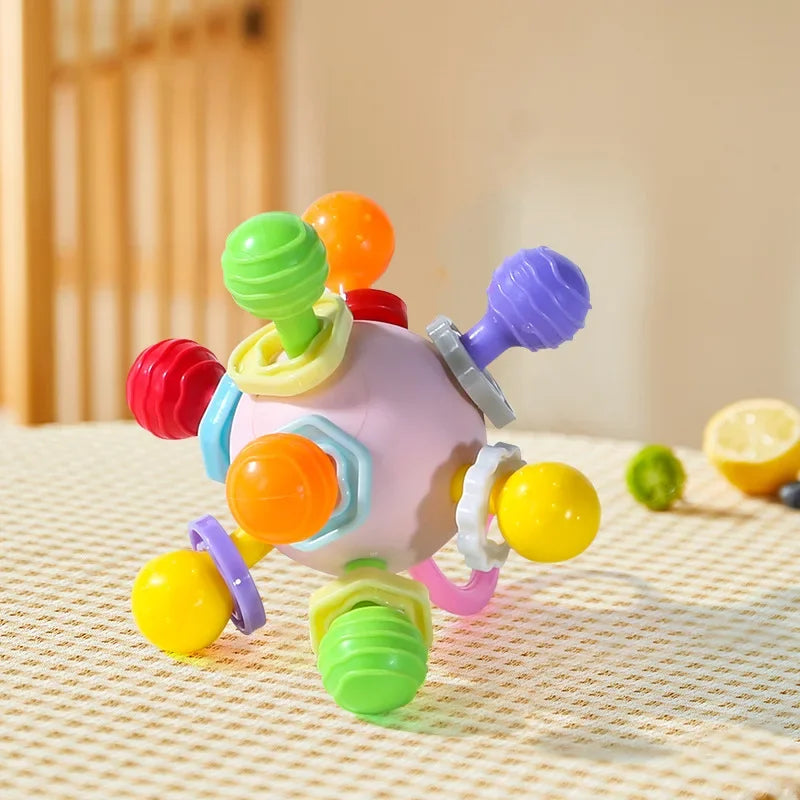 Baby Toys 0 12 Months Rotating Rattle Ball Grasping Activity Baby Development Toy Silicone Teether Baby Sensory Toys for Babies - RELUX.STORE
