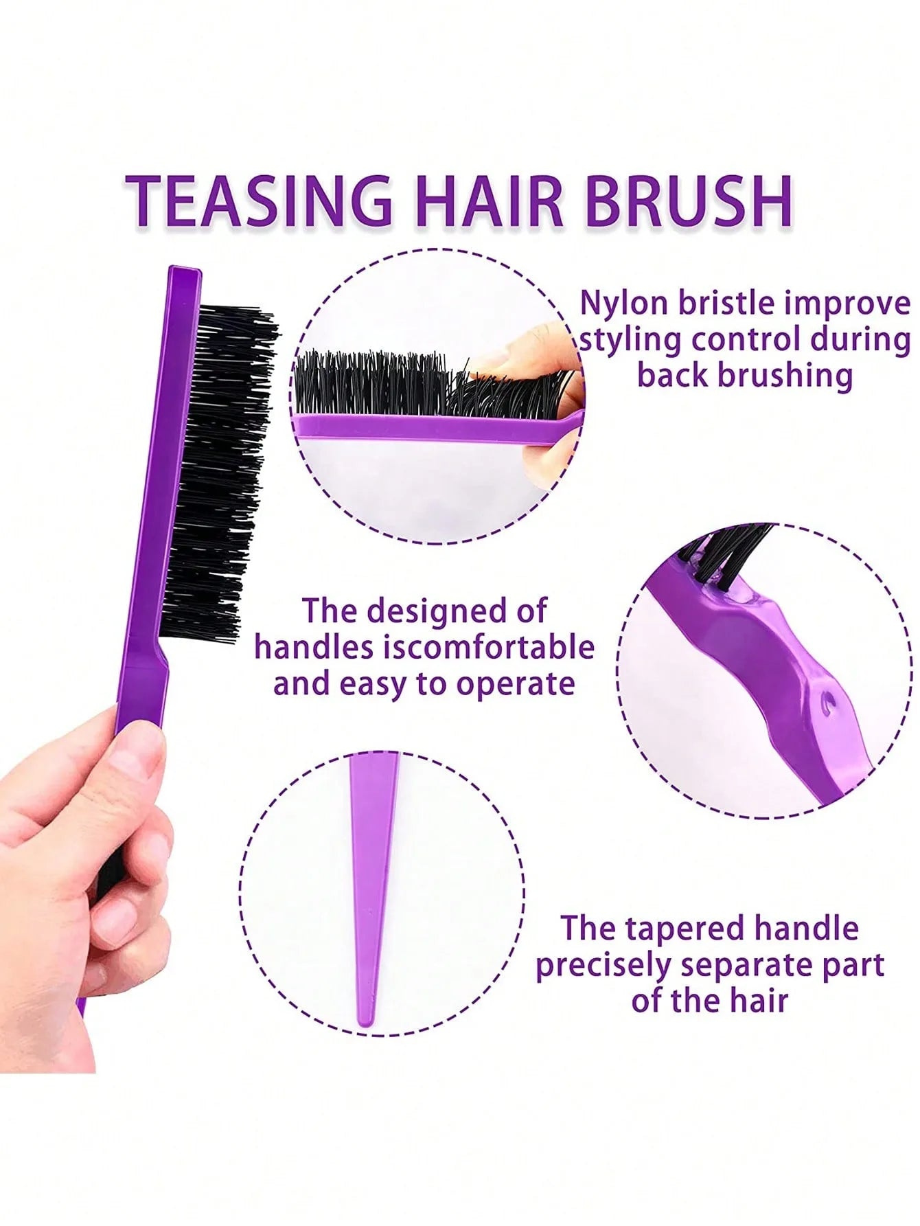 3pcs styling comb set with triple tear hair brush mouse tail comb edge brush,salon hair styling tool Special for real hair wigs