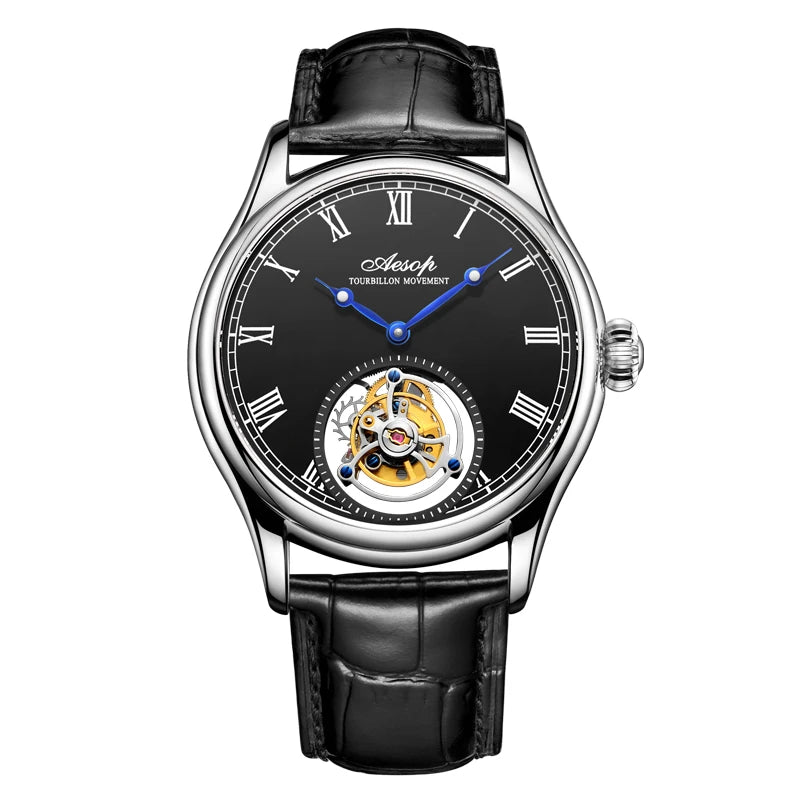 Aesop Real Flying Tourbillon Movement Mechanical Watches Luxury Watch for Men Skeleton Tourbillon Watch Sapphire Official StoreS