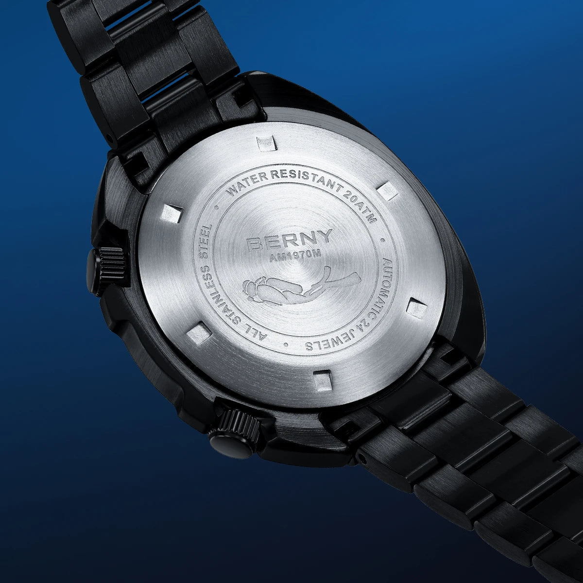 BERNY 20ATM Diver Watch For Men Mechanical Black Dial Original Design Top Automatic Sapphire Luxury Diving Luminous Men Watch
