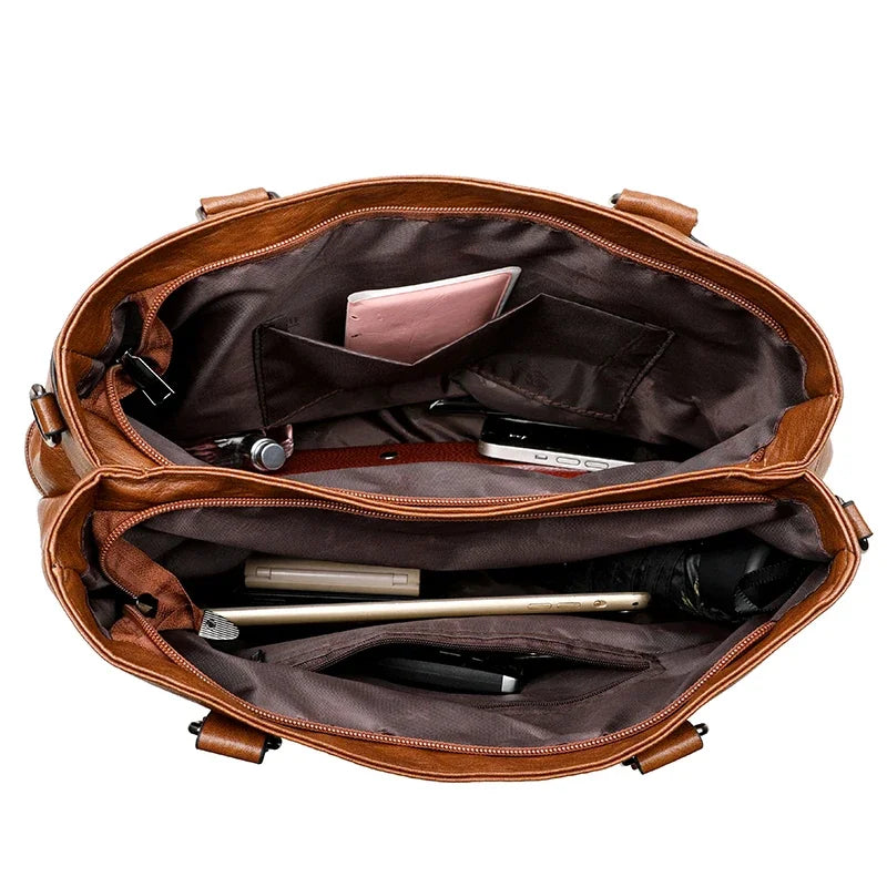 Elegant Handbag for Women High Quality Leather Top-Handle Bags Purse Ladies Shoulder Crossbody Bag Large Casual Tote 2025 Hot RELUX.STORE