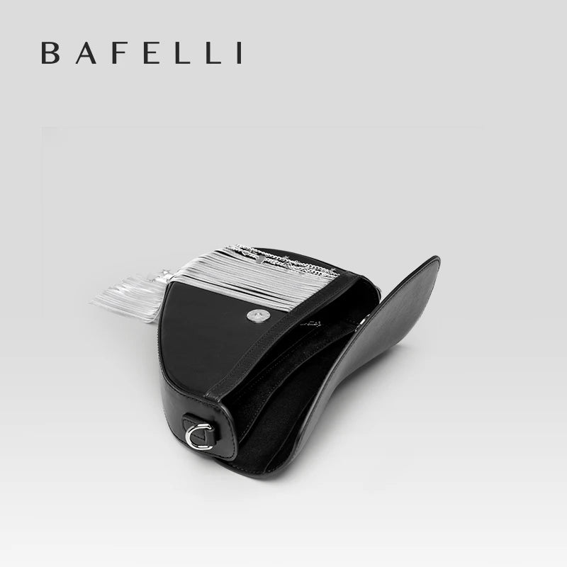 BAFELLI 2025 NEW LUXURY WOMAN BAGS LEATHER STYLISH INDIVIDUALITY FASHION TASSELS PURSE SHOULDER CROSSBODY HANDBAGS FEMALE SADDLE RELUX.STORE