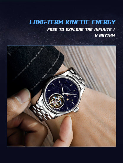 AESOP Mens Luxury Real Flying Tourbillon Mechanical Sapphire Waterproof Watch Skeleton Watches for Men Wristwatches Male 2025 A