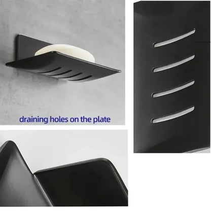 1pc  Black carbon steel soap box, non perforated wall mounted bathroom soap box, bathroom soap holder, soap storage rack