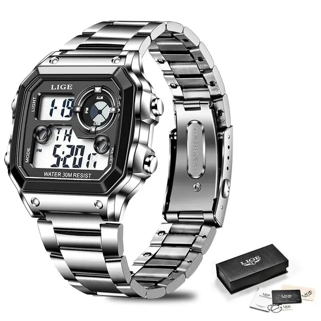 LIGE 2023 NEW Luxury Brand Men Watch Military Digital Watches Sport Wristwatch Mens Waterproof Clock Male Relogio Masculino