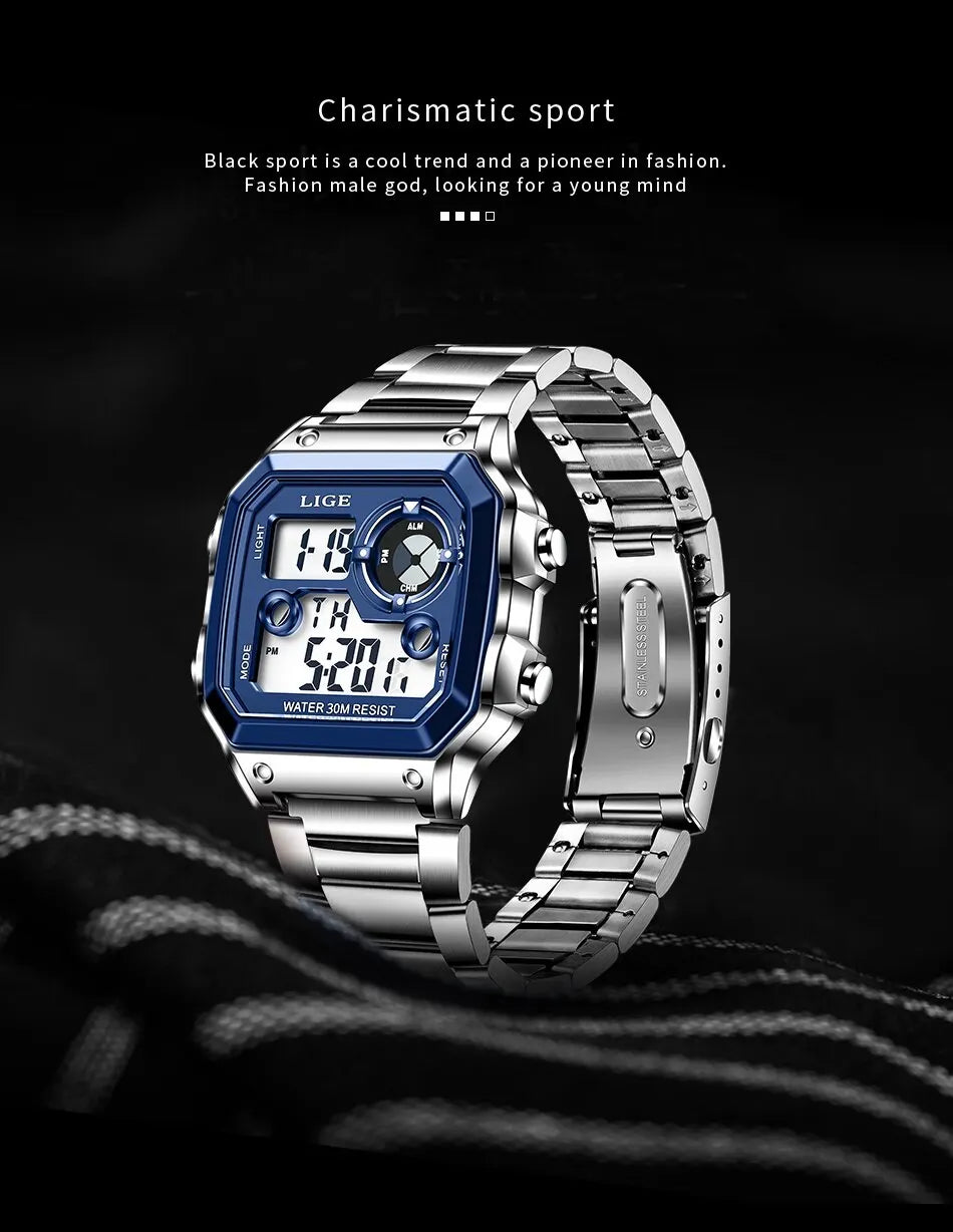 LIGE 2023 NEW Luxury Brand Men Watch Military Digital Watches Sport Wristwatch Mens Waterproof Clock Male Relogio Masculino
