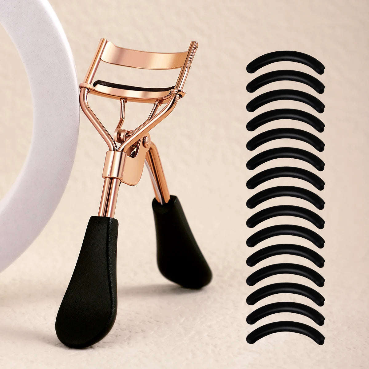 Portable Eyelash Curler with 15 Silicone Pads and Stainless Steel Eyelash Curler, Used for Eyelash Extension and Curling Tools RELUX.STORE