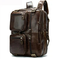 High Quality Fashion Genuine Leather Backpack Men Bagpack Student School Bag Backpack daily male Rucksack large Knapsack Black