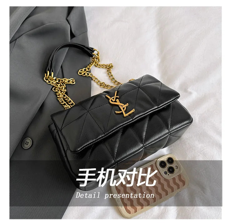 New Xiaoxiangfeng diamond grid chain bag, stylish and versatile, large capacity diagonal span small square bag RELUX.STORE