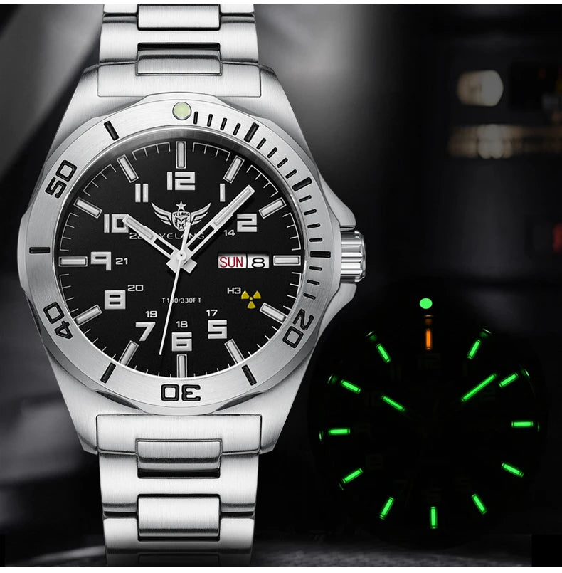 Yelang V1019 Brand 44MM Men Watch NH36 100M PROFESSIONAL WATERPROOF Deep Diving Mechanical Automatic Watch Sapphire Lens Reloj