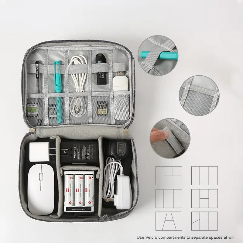 Handheld Digital Bag Multifunctional Large Capacity Moistureproof Mesh Earphone Charger Data Cable USB Travel Protective Case1PC