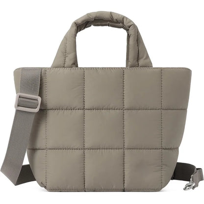 Adjustable Quilted Tote Bag Nylon Detachable Strap Puffer Bag Large Capacity with Zipper Crossbody Bag Travel
