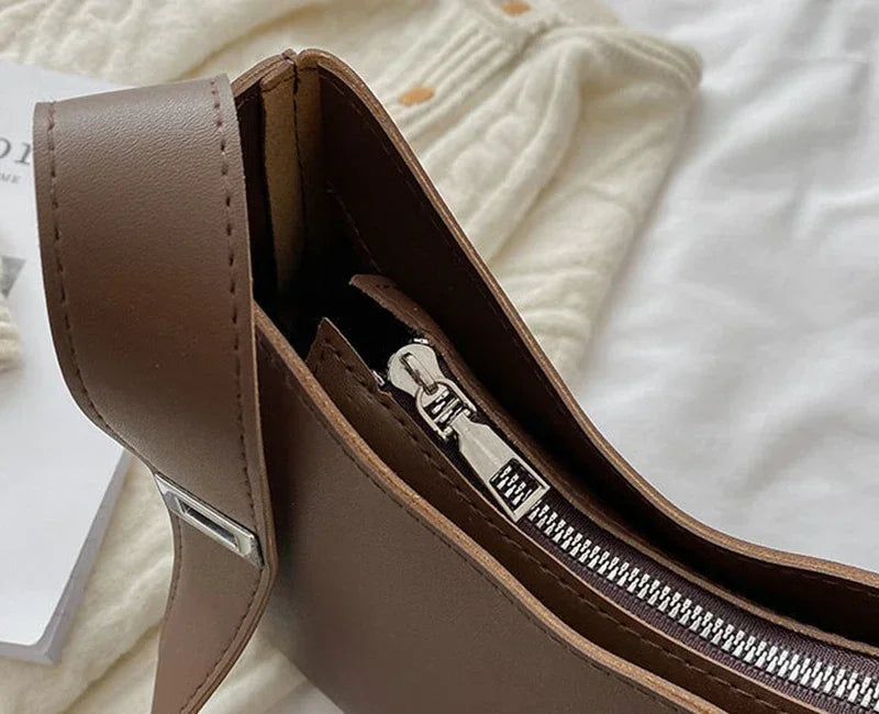 New Trendy and Fashionable Shoulder Underarm Bag PU Leather Solid Color Tote Handbag Luxury Brand Female Portable Shoulder Bag RELUX.STORE
