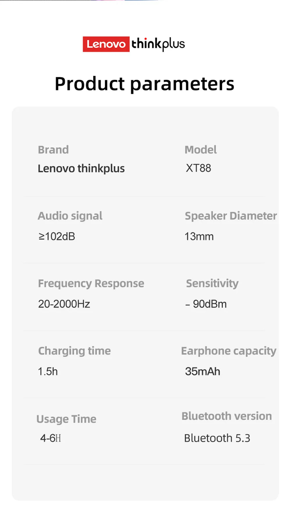 Original Lenovo XT88 TWS Wireless Earphones Bluetooth 5.3 Dual MIC Stereo Noise Reduction Bass HIFI Touch Control Earbuds RELUX.STORE