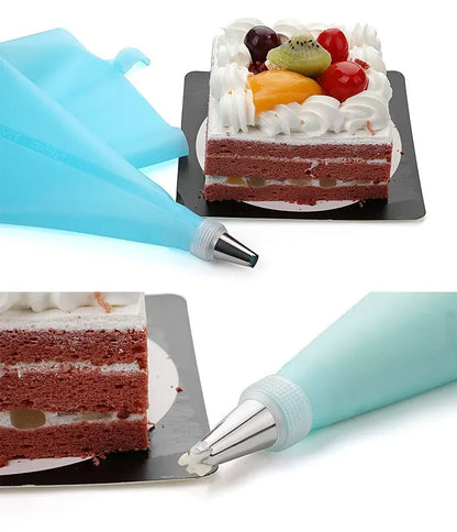 Multifunctional Cake Decorating Tools Silicone Pastry Bag Stainless Steel Cake Mouth Reusable Silicone Bag Tools Pastry Nozzle